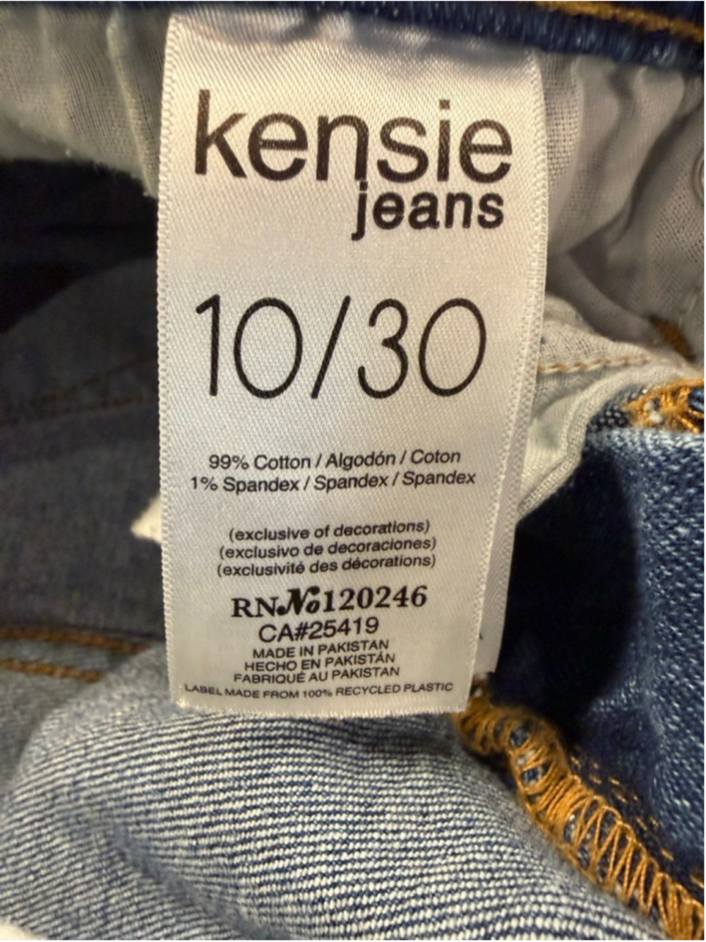 Kensie Jeans The Kaya High Rise Wide Leg Raw Hem Blue Denim Stretch Size 10 / 30 - Picture 6 of 10